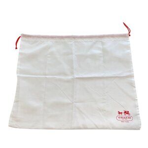 Coach White Dust Bag With Red Drawstring - 15" X 13" for purse or shoes storage